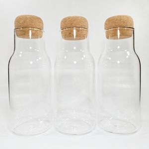 Lot of 3 Modern Farmhouse Spice Glass Jars Bottles